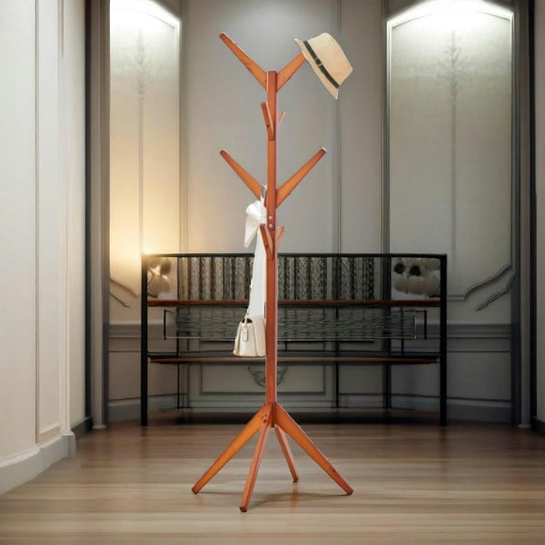 Rafaelo Mobilia Wooden Coat Stand With 8 Hooks White