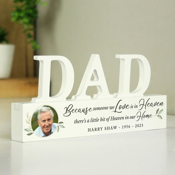 Personalised Memento Company Personalised Botanical Memorial Photo Upload Wooden Dad Ornament