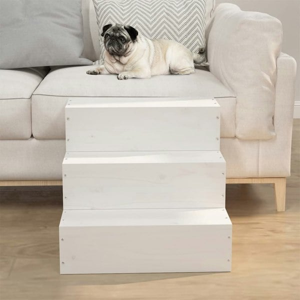 Berkfield Pet Stair White 40x37.5x35 cm Solid Wood Pine