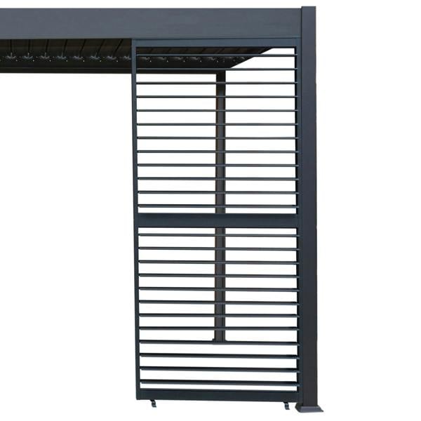 Anthracite aluminum pergola shutter panel, 92cm wide, featuring sleek horizontal slats and a modern, durable finish