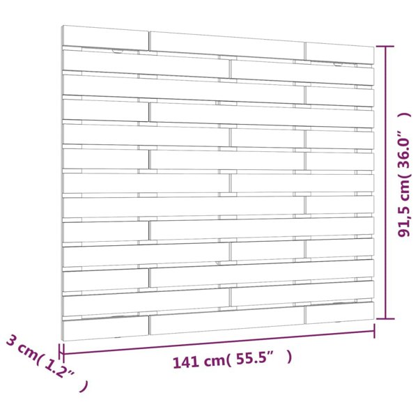 Berkfield Wall Headboard Grey 141x3x91.5 cm Solid Wood Pine