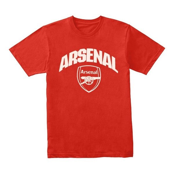 Arsenal FC Unisex Adult Wordmark Crest T-Shirt - Red