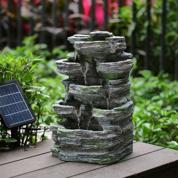Faux Rock Garden Fountain with Lights Fountains Living and Home