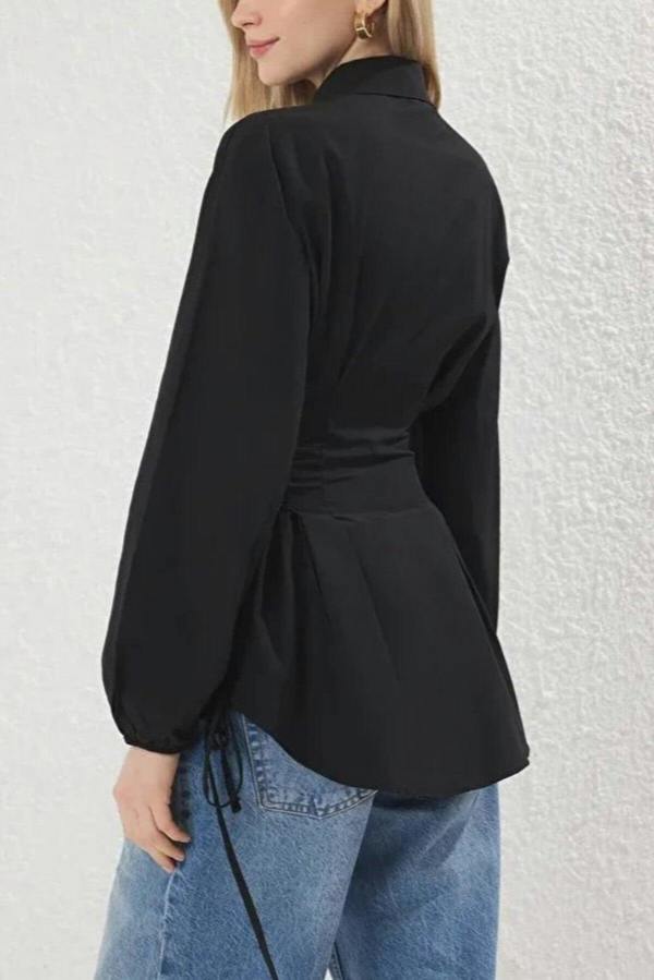 WOVCOR Woven Shirt with Waist Tie Detail