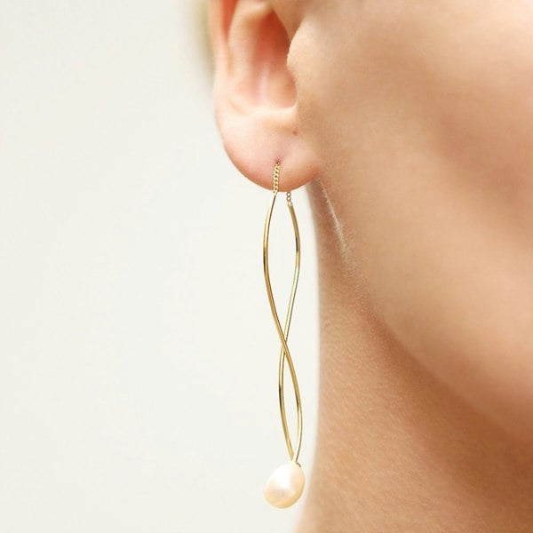 Gold vermeil delicate threaders with pearls.