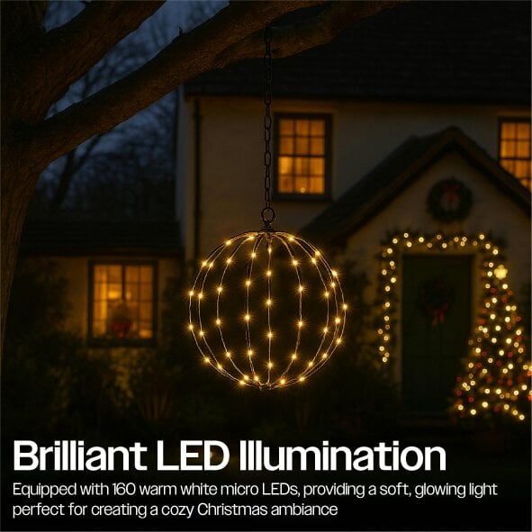 Scotts of Stow Xmas Haus Pre Lit LED Sphere with Micro LEDs 5m Lead Timer Power Supply