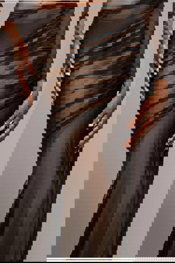 Mesh Gathered Mermaid Maxi Skirt - Black SK57