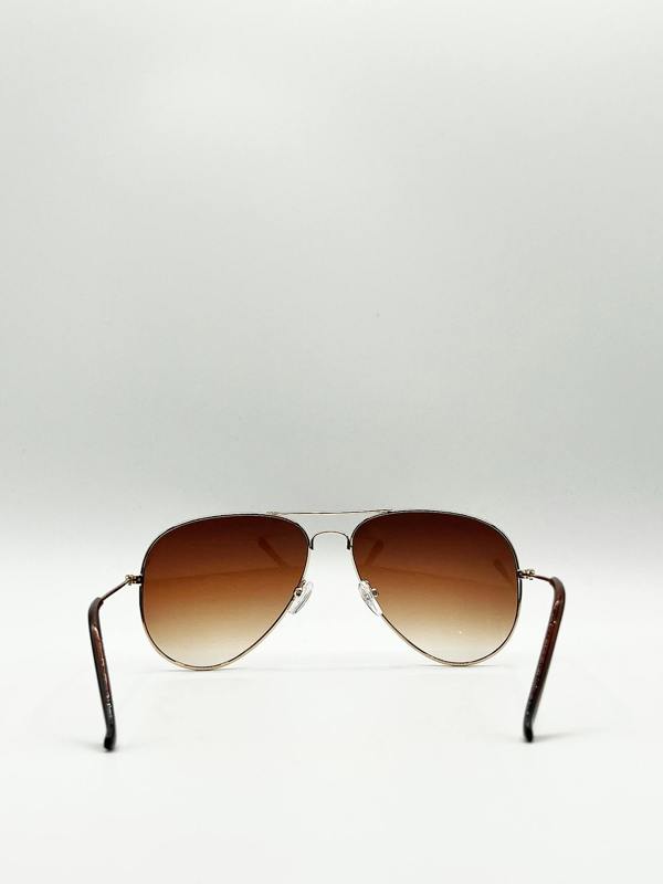 Classic Pilot Gold Aviator Sunglasses - svnx