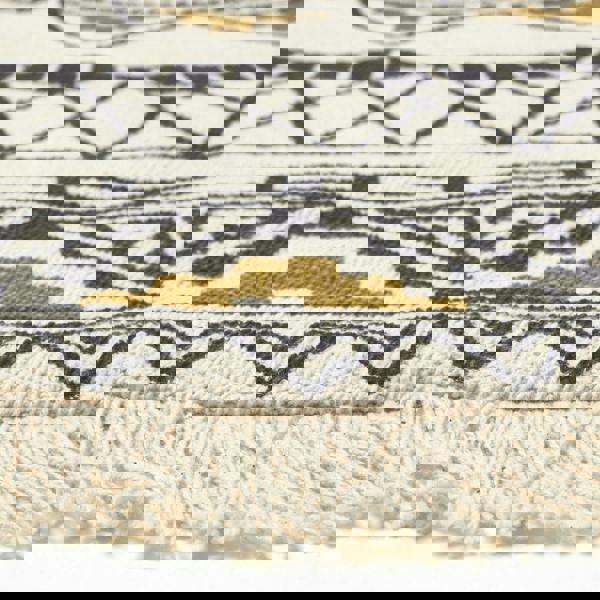 HOMESCAPES Black & Gold 100% Cotton Mandala Printed Round Rug