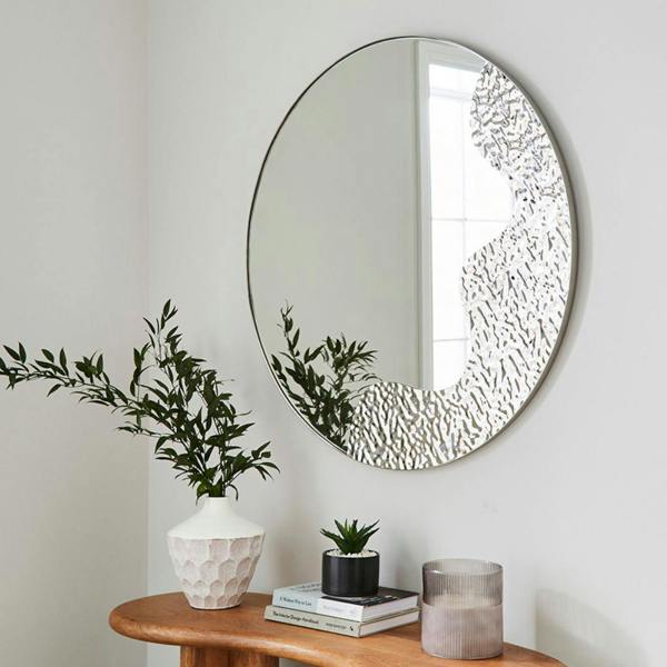 Pagazzi Lighting Ripple Silver Round Mirror