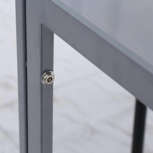 Wyld Haus Conona Metal Grey Square Glass Dining Table For 2 To 4 People