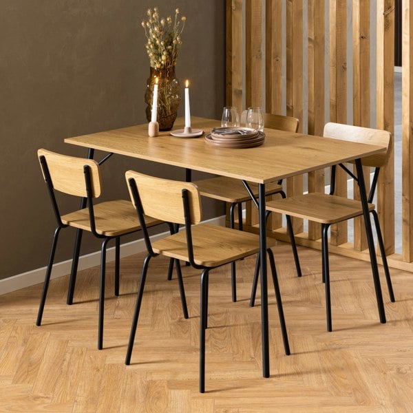 Furniture To Go Peru Dining Chair in Steel and Oak Set of 2