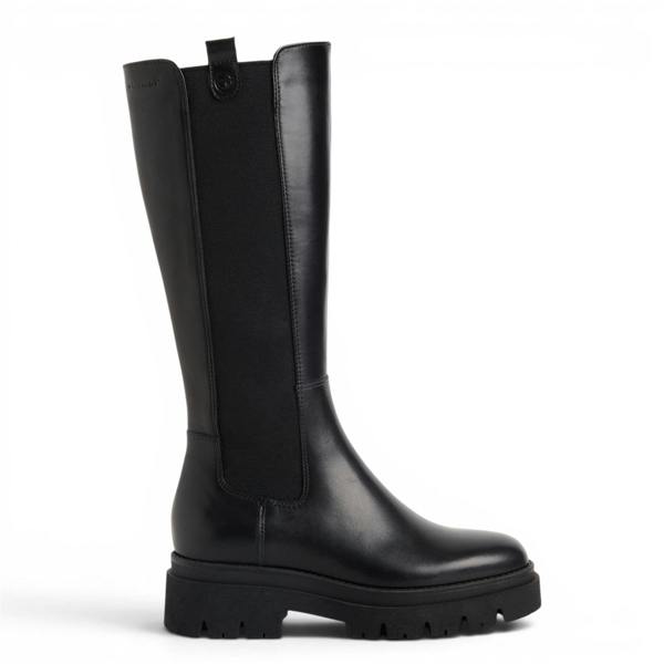 Tamaris Women’s Black Leather Knee High Platform Heel Long Boots - 25608-41