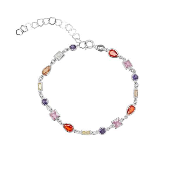 Spero London Multicolour Multi Cut Sterling Silver Bracelet
