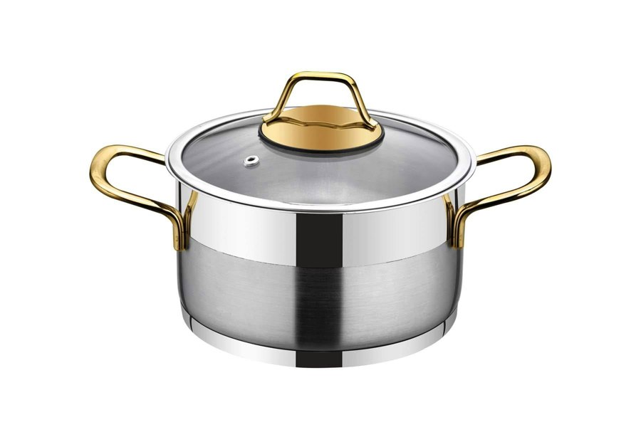 Rozi Luna Collection 6-piece Stainless Steel Mini Cookware Set (Gold Handles)