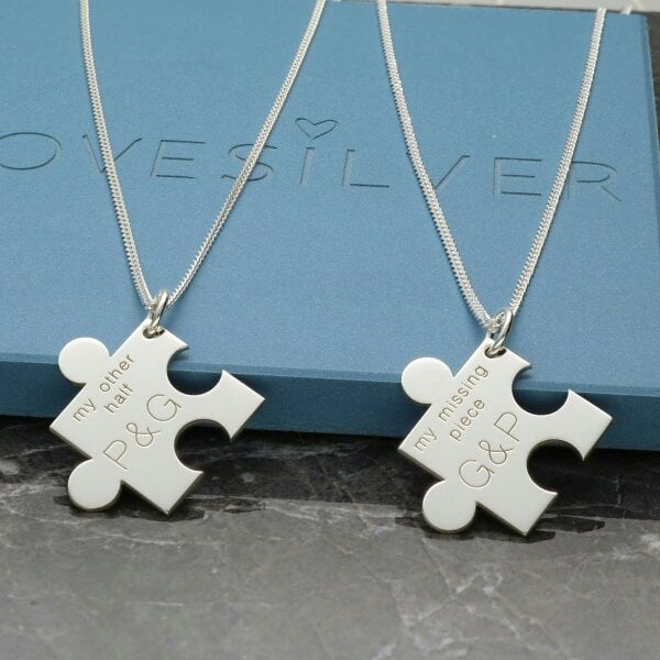 Christopher James of London Sterling Silver Personalised Puzzle Pieces Necklaces