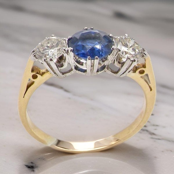 Vintage Tom A three stone Sapphire and Diamond ring