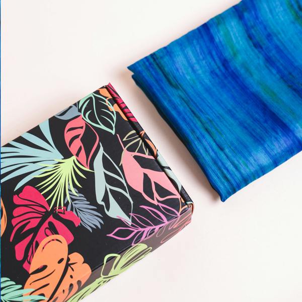 Peacock Blue Brushstroke Silk Scarf – Hand-Dyed Mulberry Silk, Statement & Evening Wrap