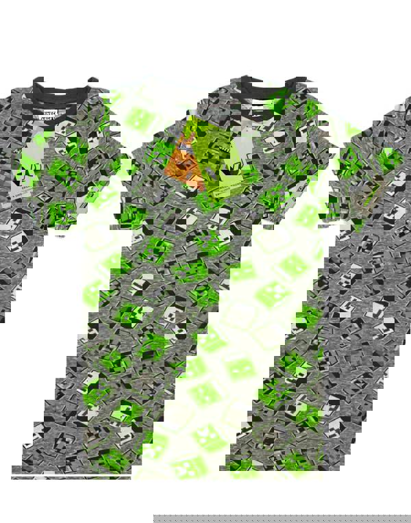 Minecraft Boys Green Creeper & Zombie All-Over Print Short Sleeved T-Shirt