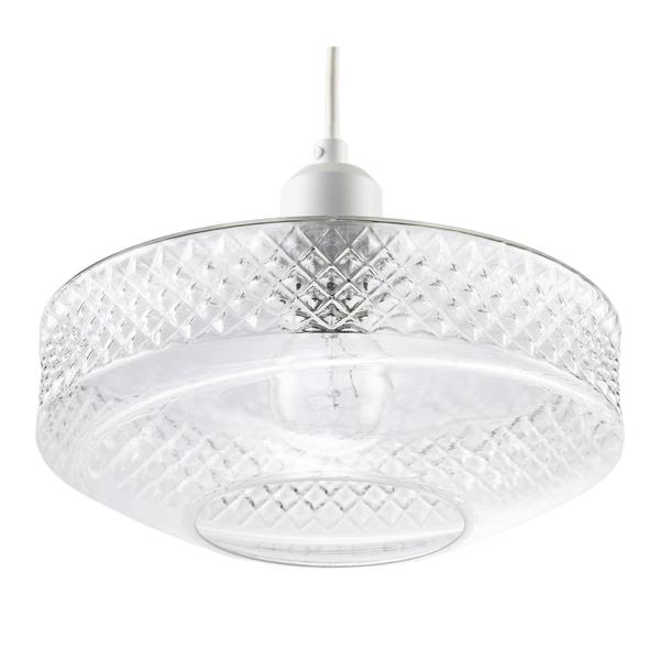 Clear Glass Pendant Lighting Shade with Strip of 3D Shaped Diamonds Image 4