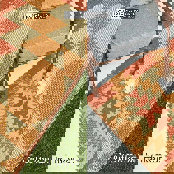 HOMESCAPES Outdoor Rug Luxury Waterproof Reversible Recycled, For Garden, Anya Aztec