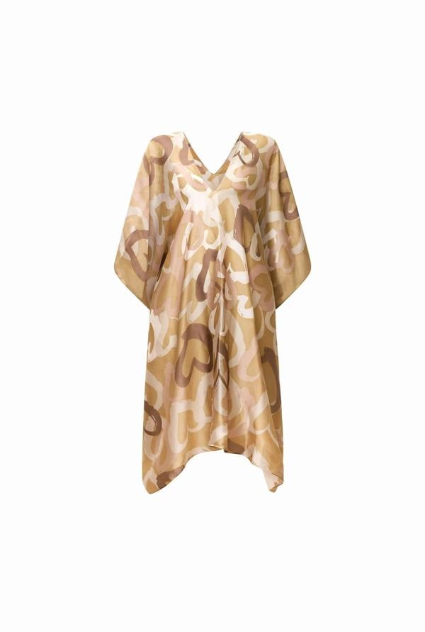 James Lakeland Beige Heart Print Kaftan