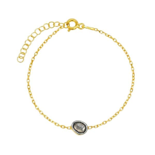 Spero London Sterling Silver Raw Uncut Polki Diamond Bracelet