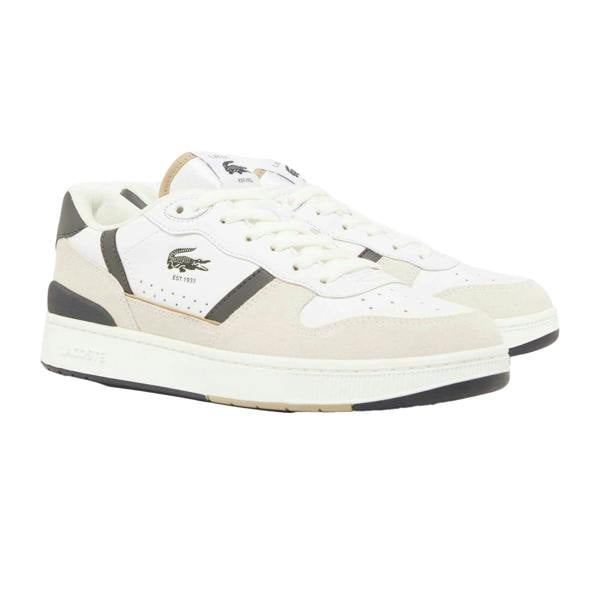 Lacoste Mens T-Clip Set Leather Trainers - White/Green - 