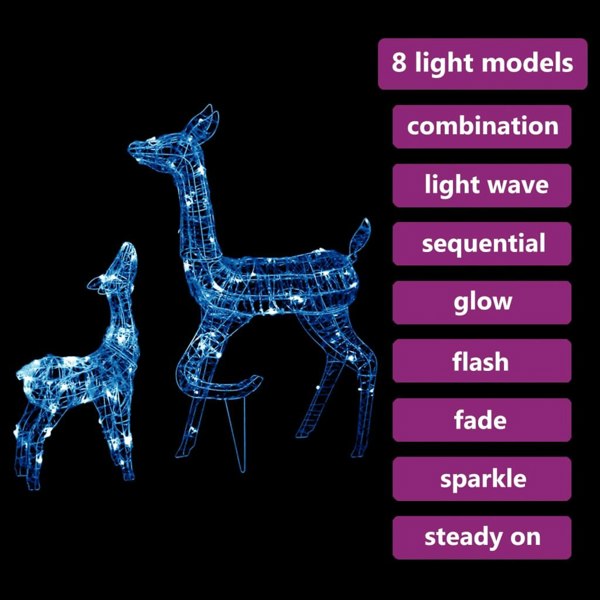 Berkfield Acrylic Reindeer Family Christmas Decoration 160 LED Blue