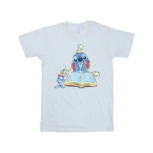 Disney Mens Lilo & Stitch Reading A Book T-Shirt - White