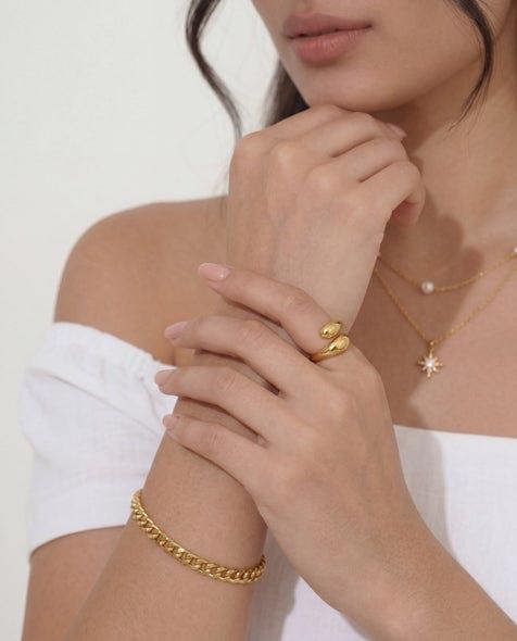 Elk & Bloom Chunky Double Dome 14K Gold Ring
