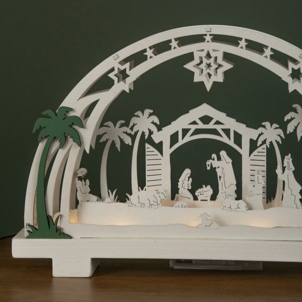Samuel Alexander 20cm Battery Operated Warm White LED Wooden Arch Nativity Scene Christmas Decoration
