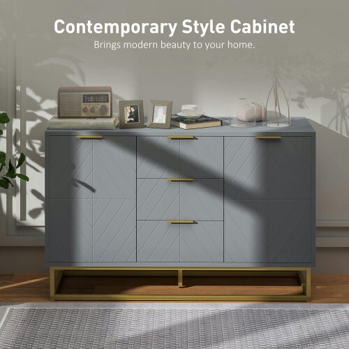 Wyld Haus Veli Grey Sideboard With 3 Drawers 2 Doors 2 Sehelves