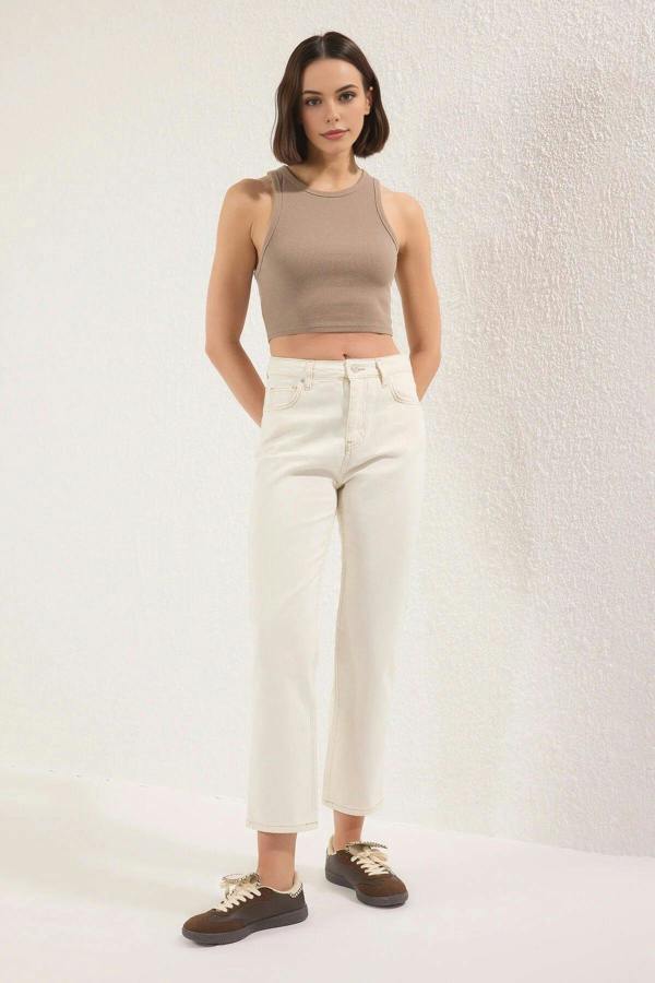 WOVCOR High Waist Straight Cut Jeans