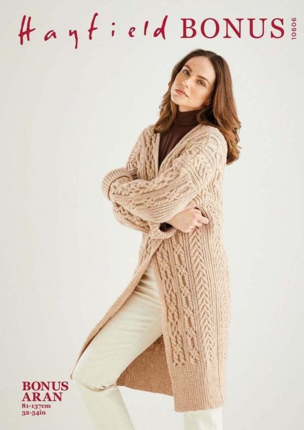 Hayfield Bonus Aran Knitting Pattern 10606, Cardigans for Women, 32 - 54 Inches - Advanced