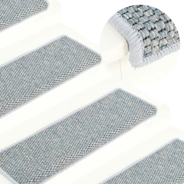 Berkfield Stair Mats Self-adhesive Sisal-Look 15 pcs 65x21x4 cm Blue