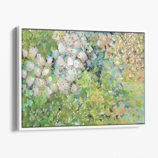 Artze Wall Art Abstract Green Floral Art Canvas Print