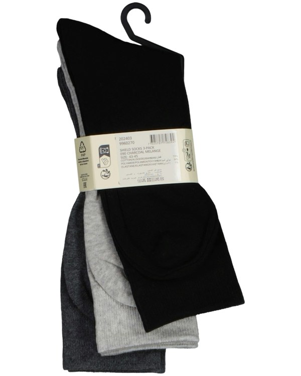 GANT 3-Pack Shield Logo Socks, Black/Grey Combo
