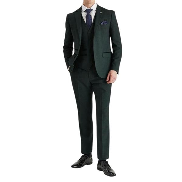 Infinity Leather Men's Green 3 Piece Prince Of Wales Formal Suit