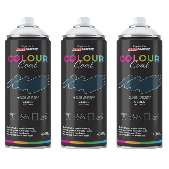 Colour Coat 3X Ash Grey RAL 7016 Gloss Spray Paint 400ml
