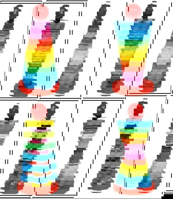 KAV Wooden Rainbow Stacking Rings - Educational Baby Toys for Hand-Eye Coordination and Fine Motor Skills - Colourful Wooden Puzzles & Learning Toys