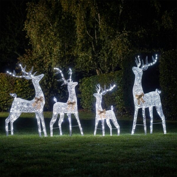 Garden Greatness Silver Glittering Illuminated Reindeer Figure