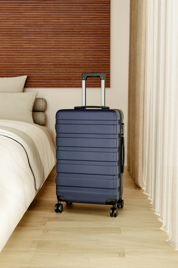 Living and Home Hardshell Rolling Luggage Trolley Travel Case With Combination Lock , 20" Blue