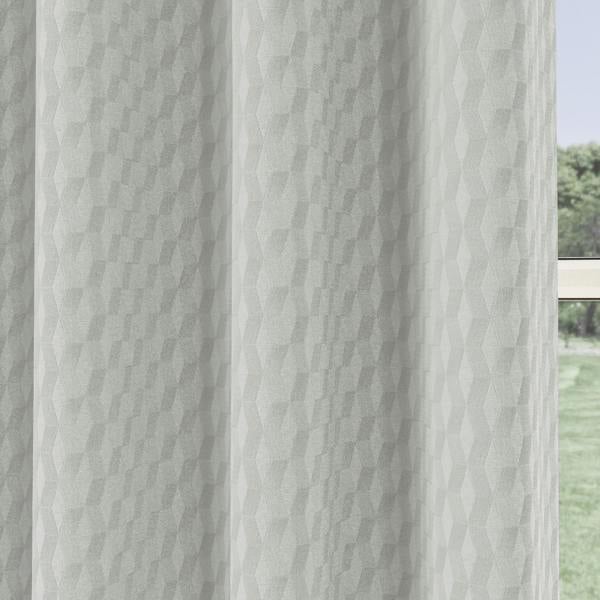 Enhanced Living Grey Geometric Velvet Embossed Thermal Room Darkening Curtains for Bedroom & Living Room
