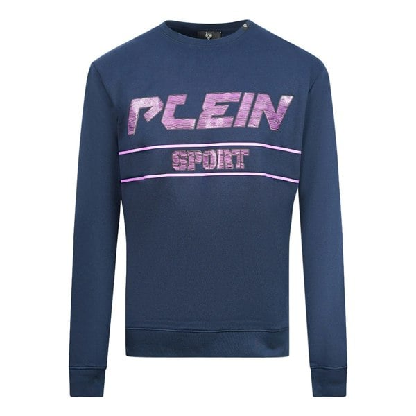 Plein Sport Purple Bold Logo Jumper - Navy Blue