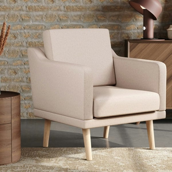 82cm Height Linen Upholstered Armchair Pebble Weave Padded Single Sofa Other Occasional Chairs Living and Home