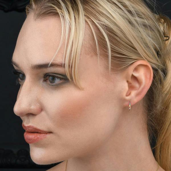 namana Gold Rainbow Mini Hoop Earrings for Women