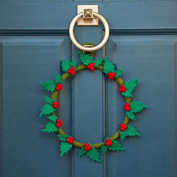 Paper High Felt Holly Christmas Wreath