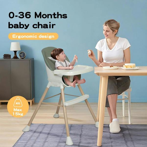 Dekko Baby High Chair Safe Feeding 6-In-1 Removable Seat Tray Adjustable Green
