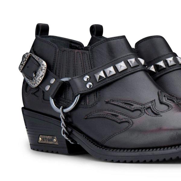 Infinity Leather Men’S Black Leather Winklepicker Studded Western Biker Boots